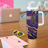 DeMolay 1919 Tumbler With Handle Knight Faith Unto Death Graphic Art