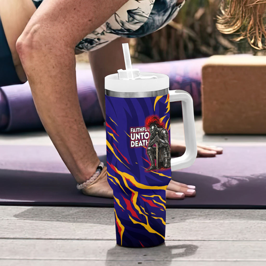 DeMolay 1919 Tumbler With Handle Knight Faith Unto Death Graphic Art