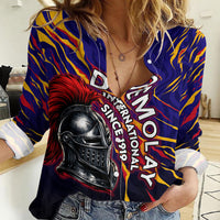 DeMolay 1919 Women Casual Shirt Knight Faith Unto Death Graphic Art
