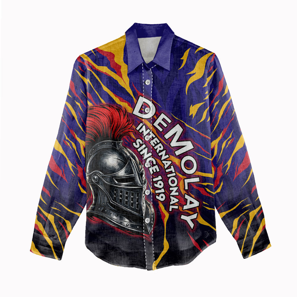 DeMolay 1919 Women Casual Shirt Knight Faith Unto Death Graphic Art