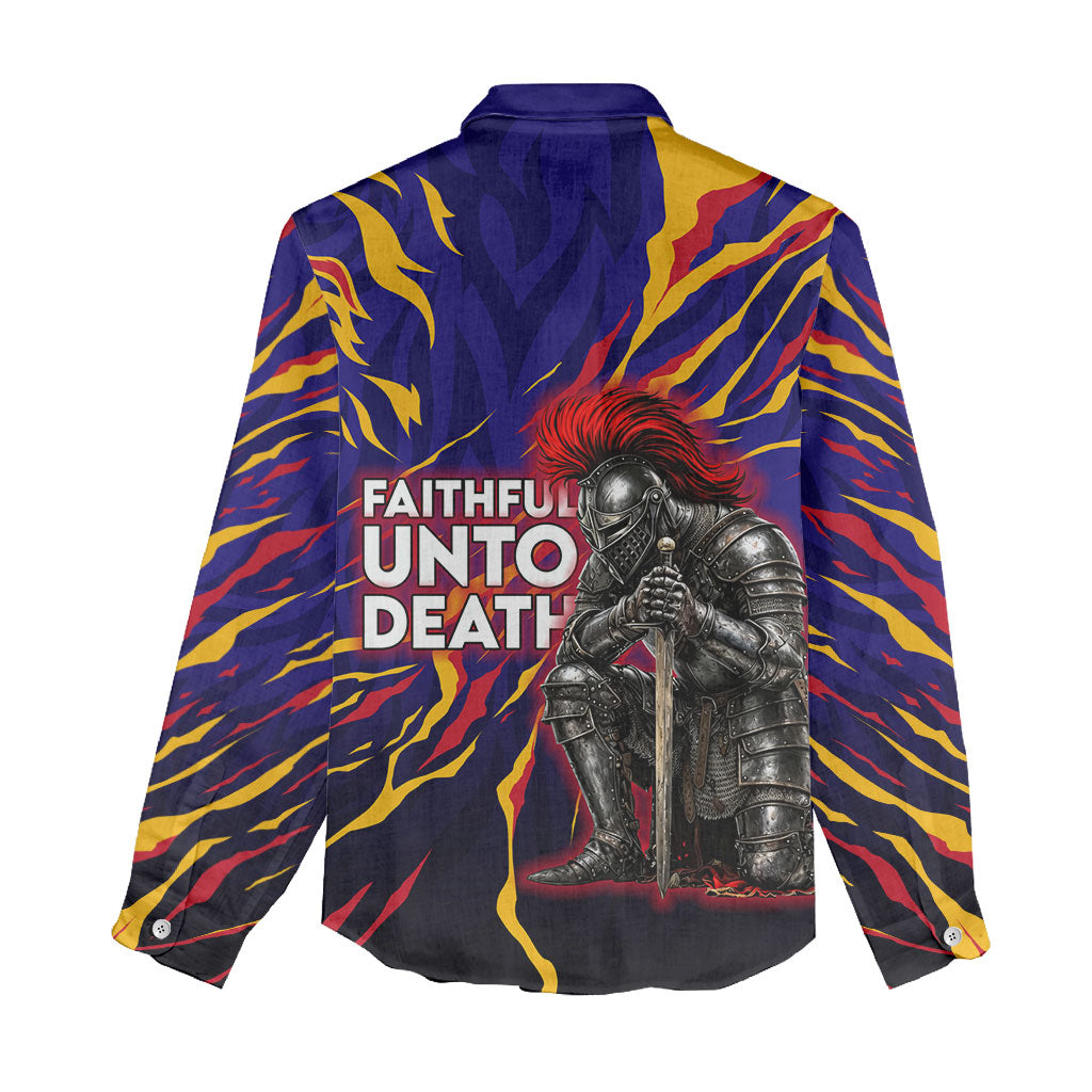 DeMolay 1919 Women Casual Shirt Knight Faith Unto Death Graphic Art