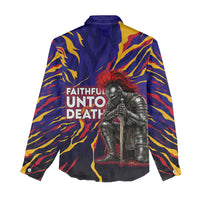 DeMolay 1919 Women Casual Shirt Knight Faith Unto Death Graphic Art