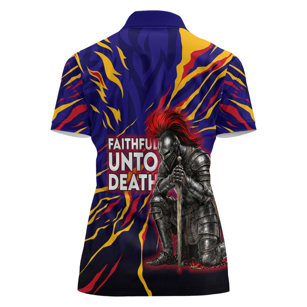 DeMolay 1919 Women Polo Shirt Knight Faith Unto Death Graphic Art