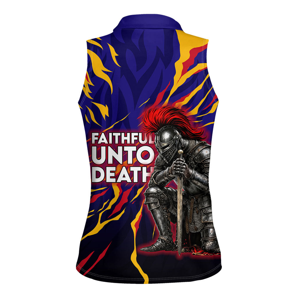 DeMolay 1919 Women Sleeveless Polo Shirt Knight Faith Unto Death Graphic Art