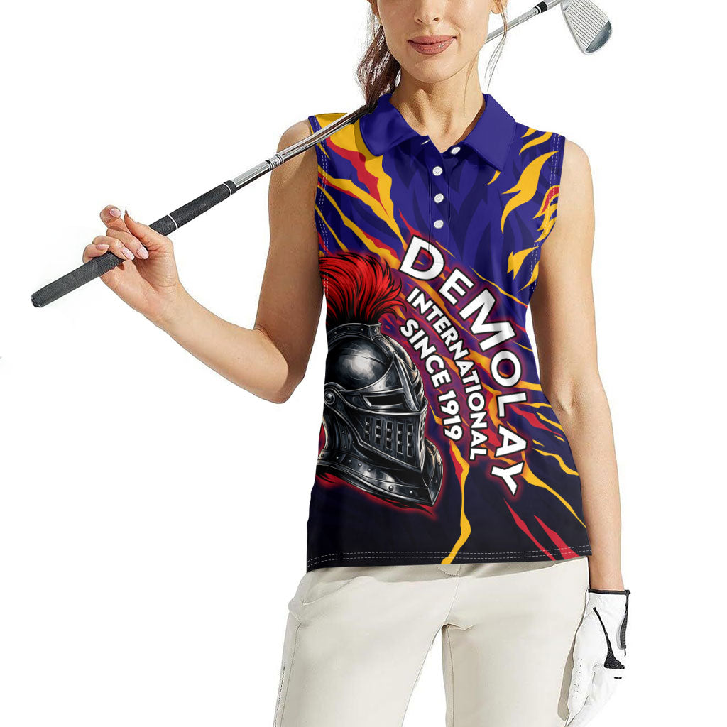 DeMolay 1919 Women Sleeveless Polo Shirt Knight Faith Unto Death Graphic Art