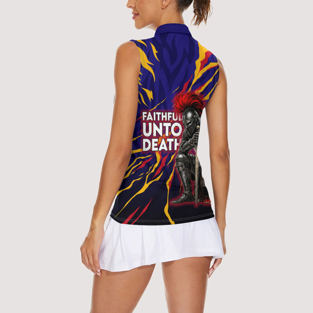 DeMolay 1919 Women Sleeveless Polo Shirt Knight Faith Unto Death Graphic Art