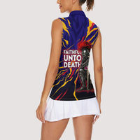 DeMolay 1919 Women Sleeveless Polo Shirt Knight Faith Unto Death Graphic Art