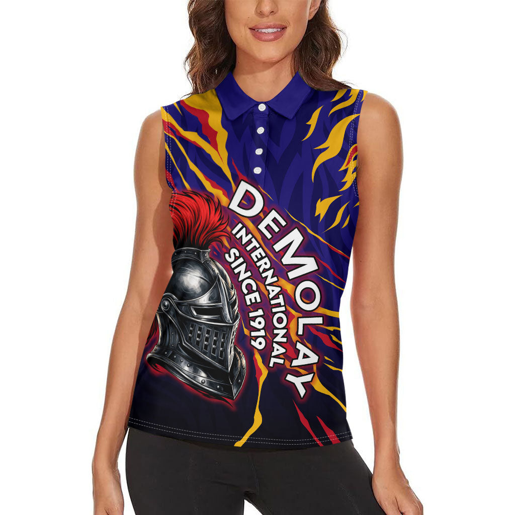 DeMolay 1919 Women Sleeveless Polo Shirt Knight Faith Unto Death Graphic Art