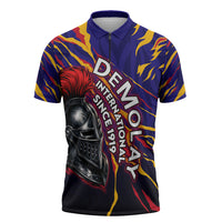DeMolay 1919 Zipper Polo Shirt Knight Faith Unto Death Graphic Art