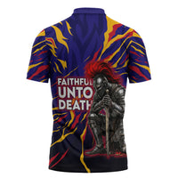 DeMolay 1919 Zipper Polo Shirt Knight Faith Unto Death Graphic Art