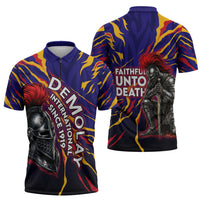 DeMolay 1919 Zipper Polo Shirt Knight Faith Unto Death Graphic Art