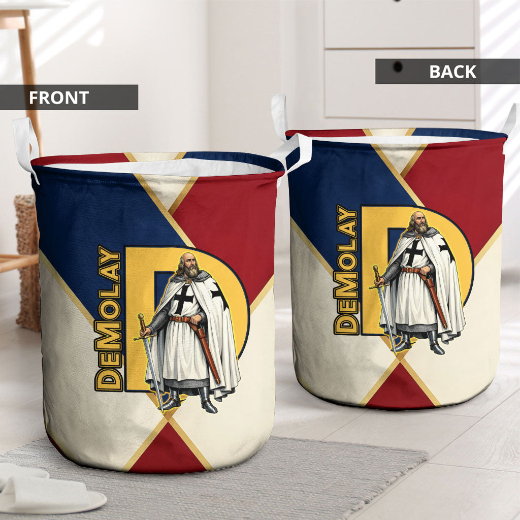 Jacques De Molay Laundry Basket Crusader Knight Retro Virtues Seven Precepts