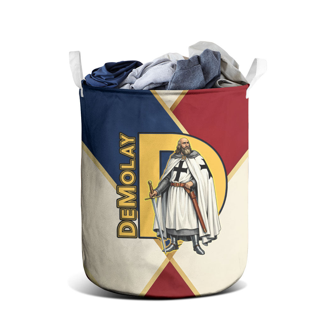 Jacques De Molay Laundry Basket Crusader Knight Retro Virtues Seven Precepts