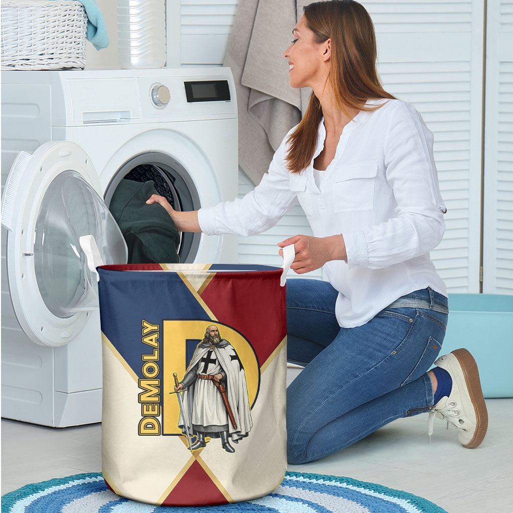 Jacques De Molay Laundry Basket Crusader Knight Retro Virtues Seven Precepts