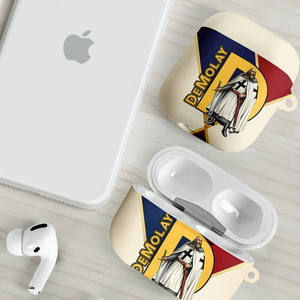 Jacques De Molay AirPods Case Crusader Knight Retro Virtues Seven Precepts