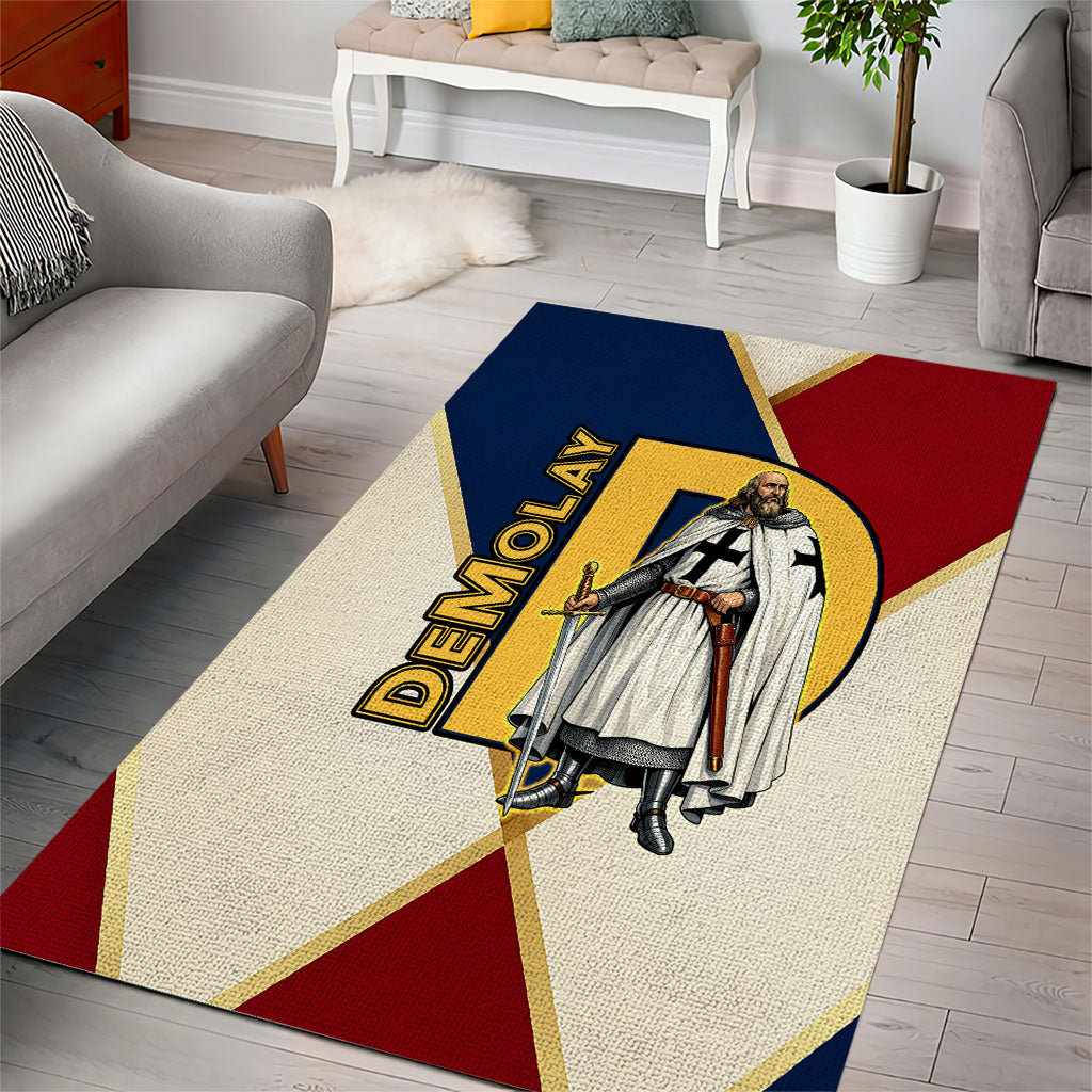 Jacques De Molay Area Rug Crusader Knight Retro Virtues Seven Precepts