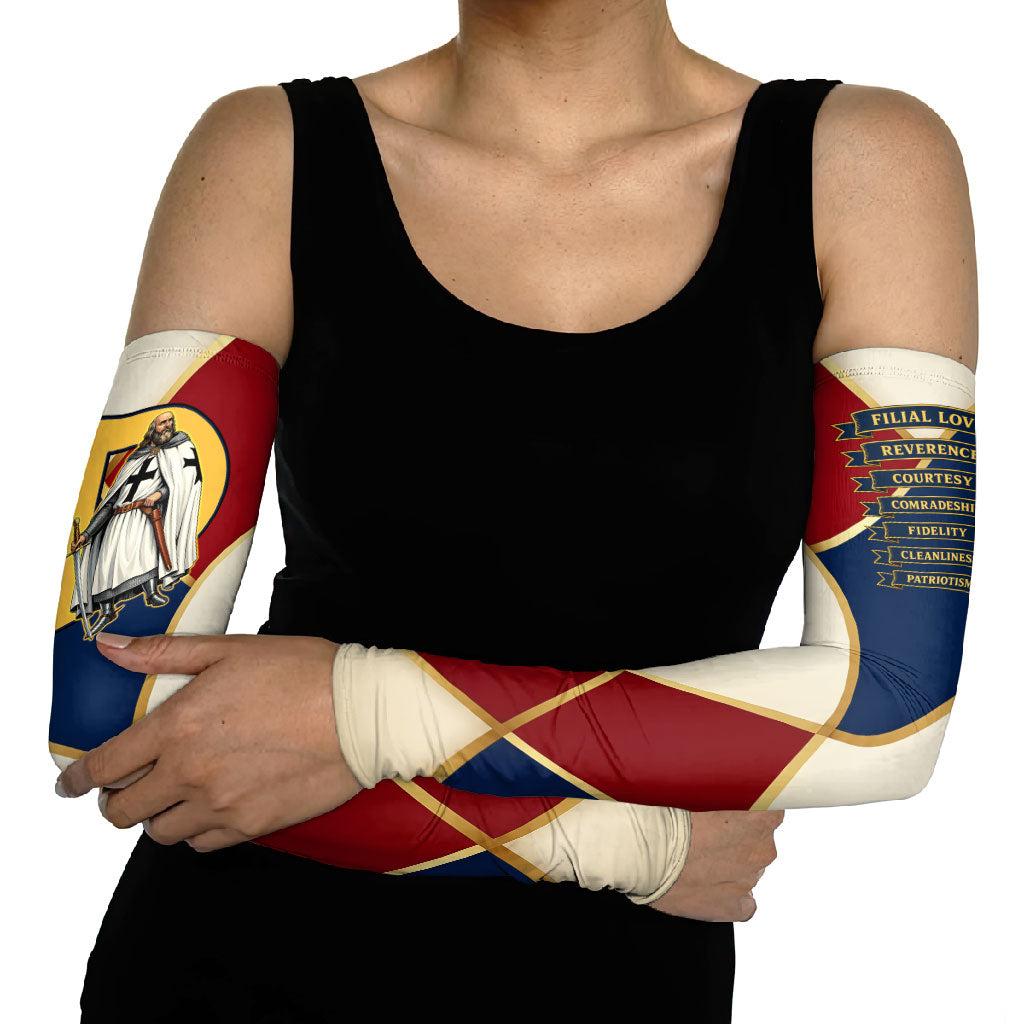Jacques De Molay Arm Sleeves Crusader Knight Retro Virtues Seven Precepts