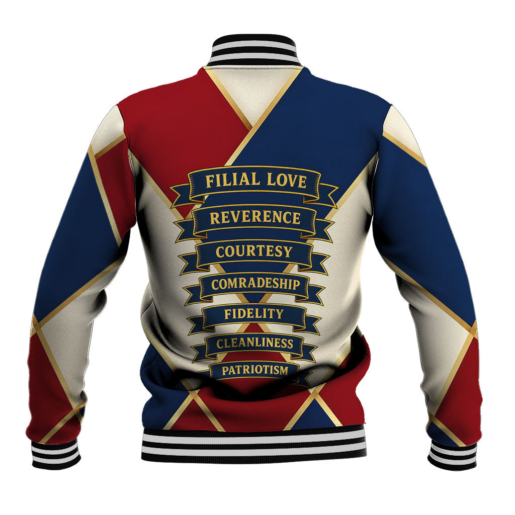 Jacques De Molay Baseball Jacket Crusader Knight Retro Virtues Seven Precepts