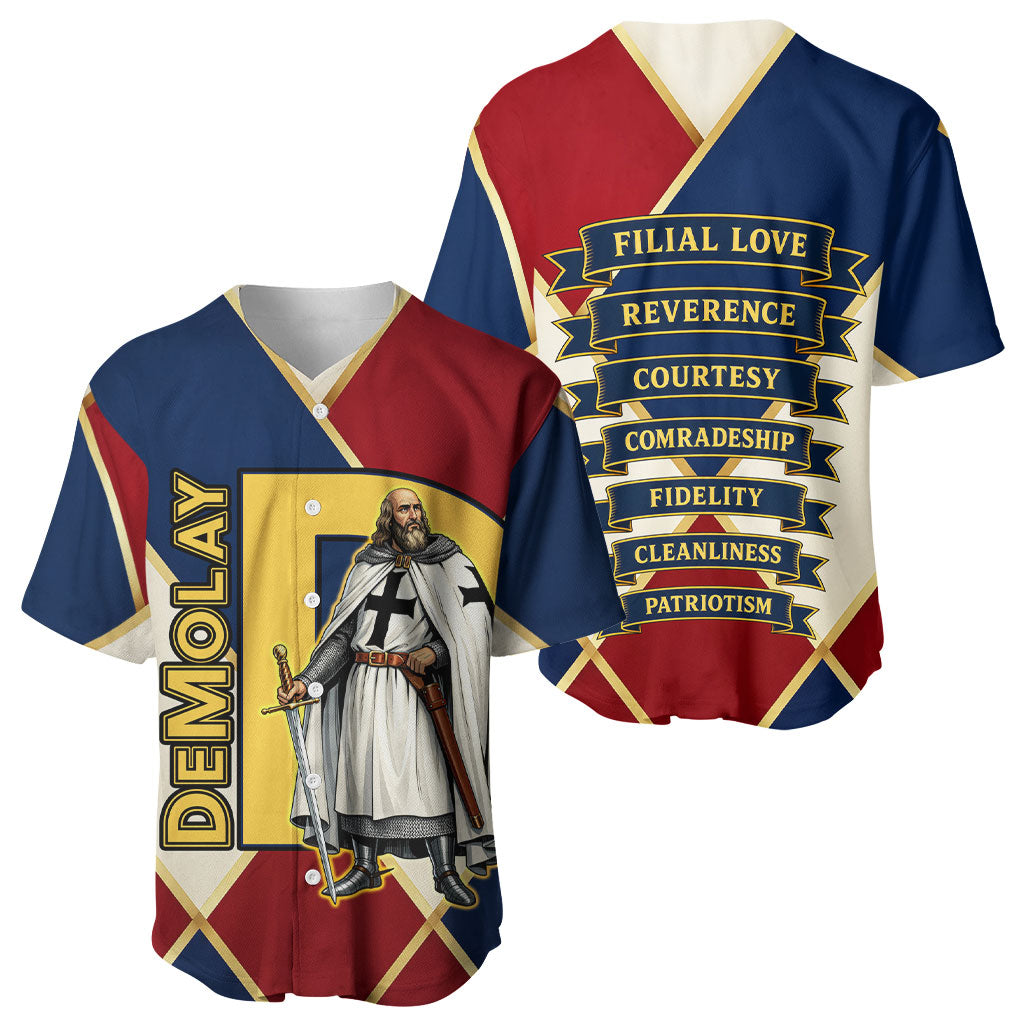 Jacques De Molay Baseball Jersey Crusader Knight Retro Virtues Seven Precepts