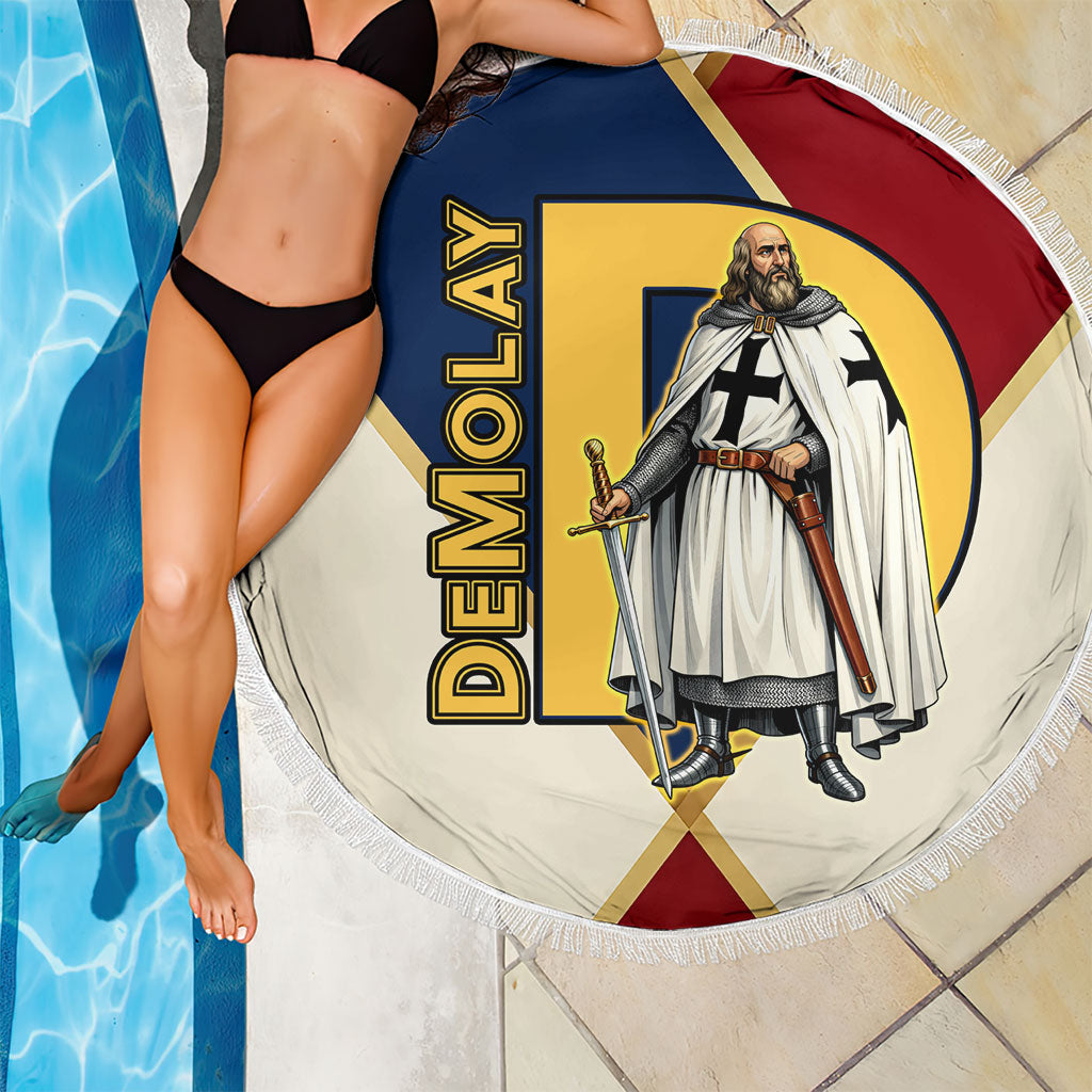 Jacques De Molay Beach Blanket Crusader Knight Retro Virtues Seven Precepts