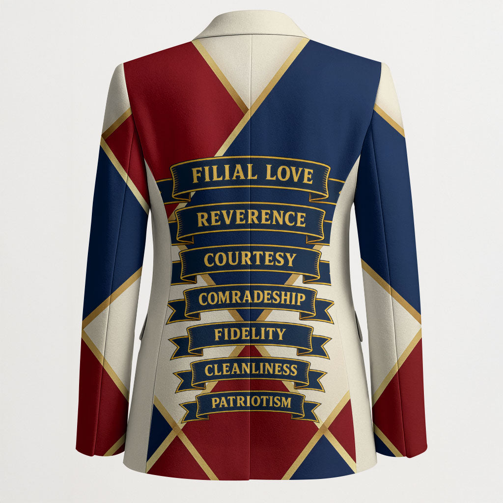 Jacques De Molay Blazer Crusader Knight Retro Virtues Seven Precepts