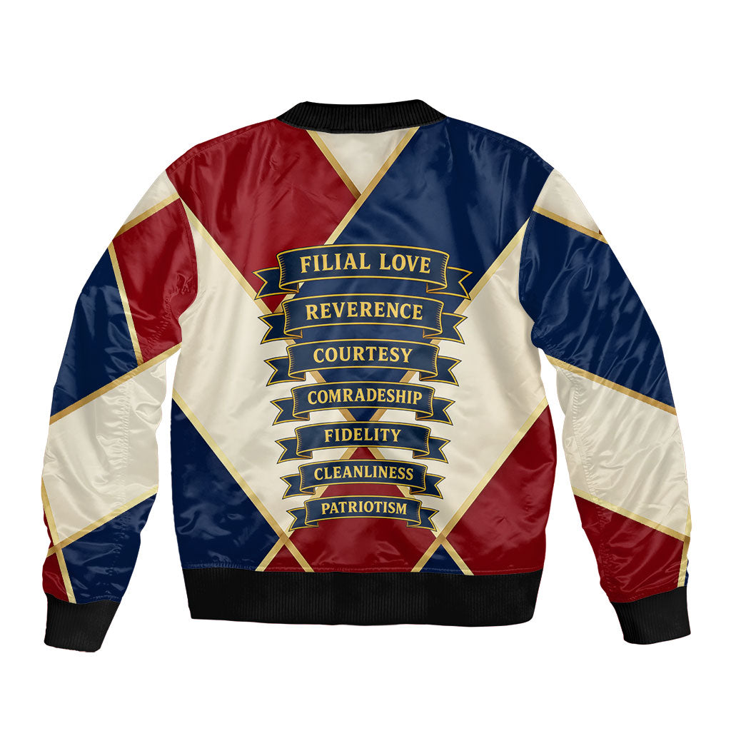 Jacques De Molay Bomber Jacket Crusader Knight Retro Virtues Seven Precepts