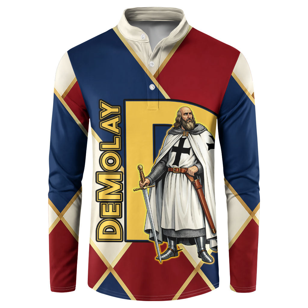 Jacques De Molay Button Sweatshirt Crusader Knight Retro Virtues Seven Precepts