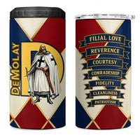Jacques De Molay 4 in 1 Can Cooler Tumbler Crusader Knight Retro Virtues Seven Precepts