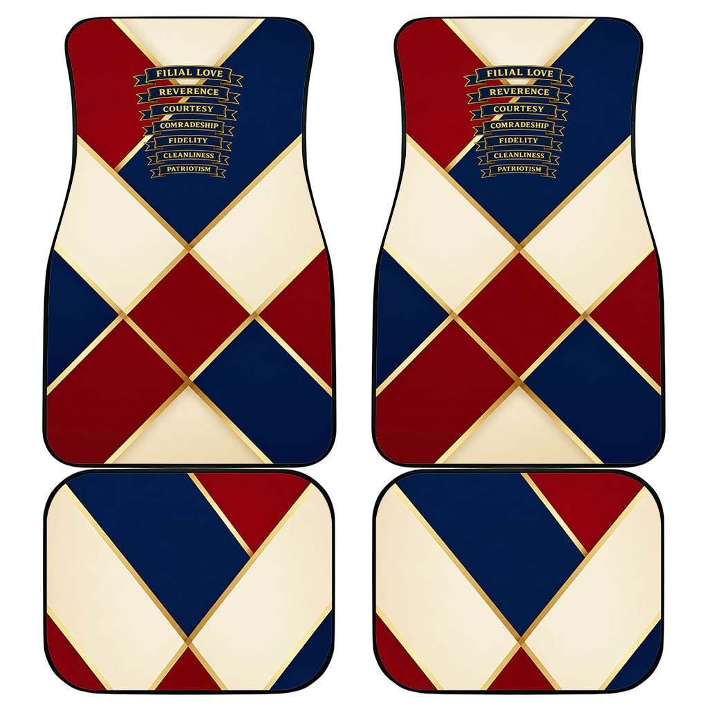 Jacques De Molay Car Mats Crusader Knight Retro Virtues Seven Precepts