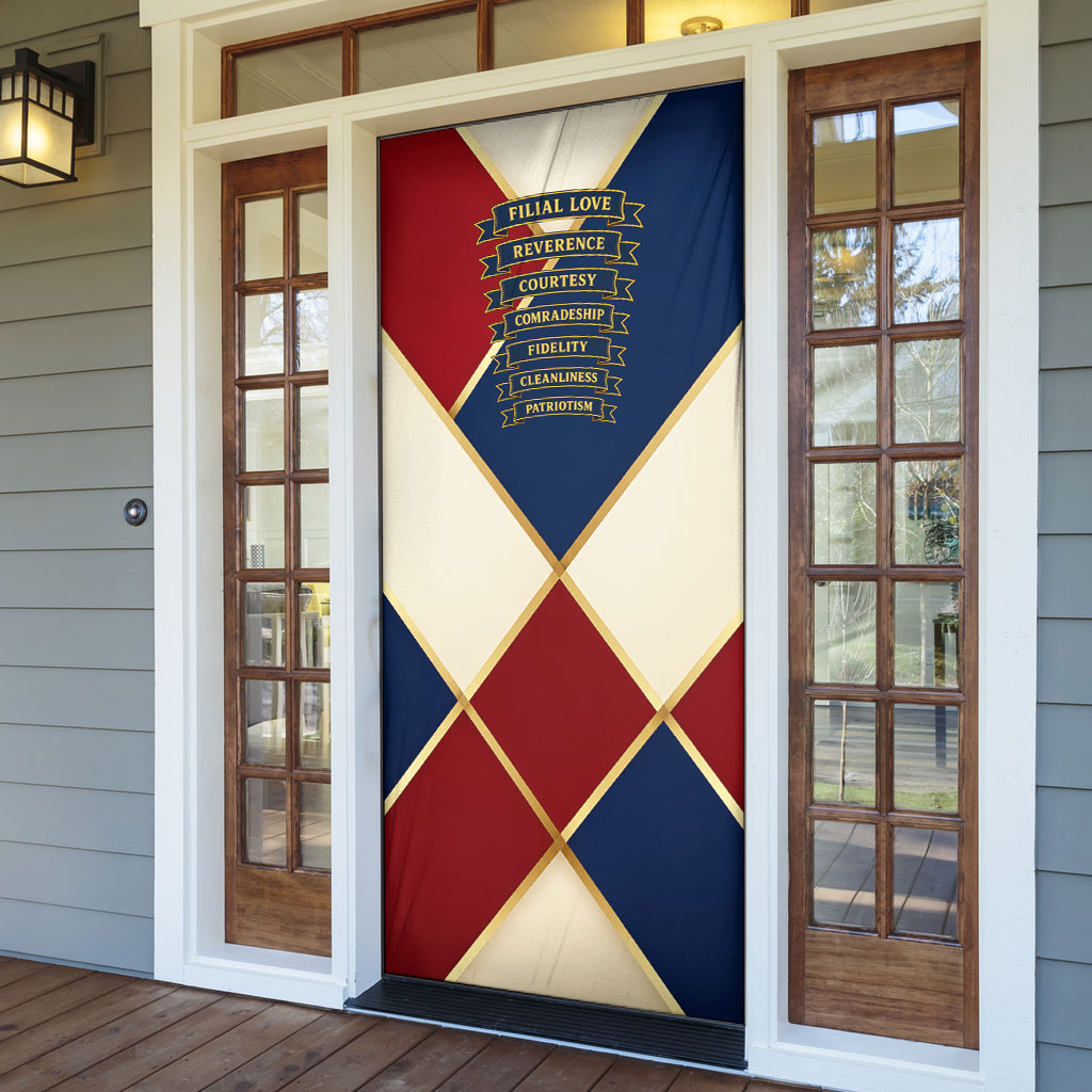 Jacques De Molay Door Cover Crusader Knight Retro Virtues Seven Precepts