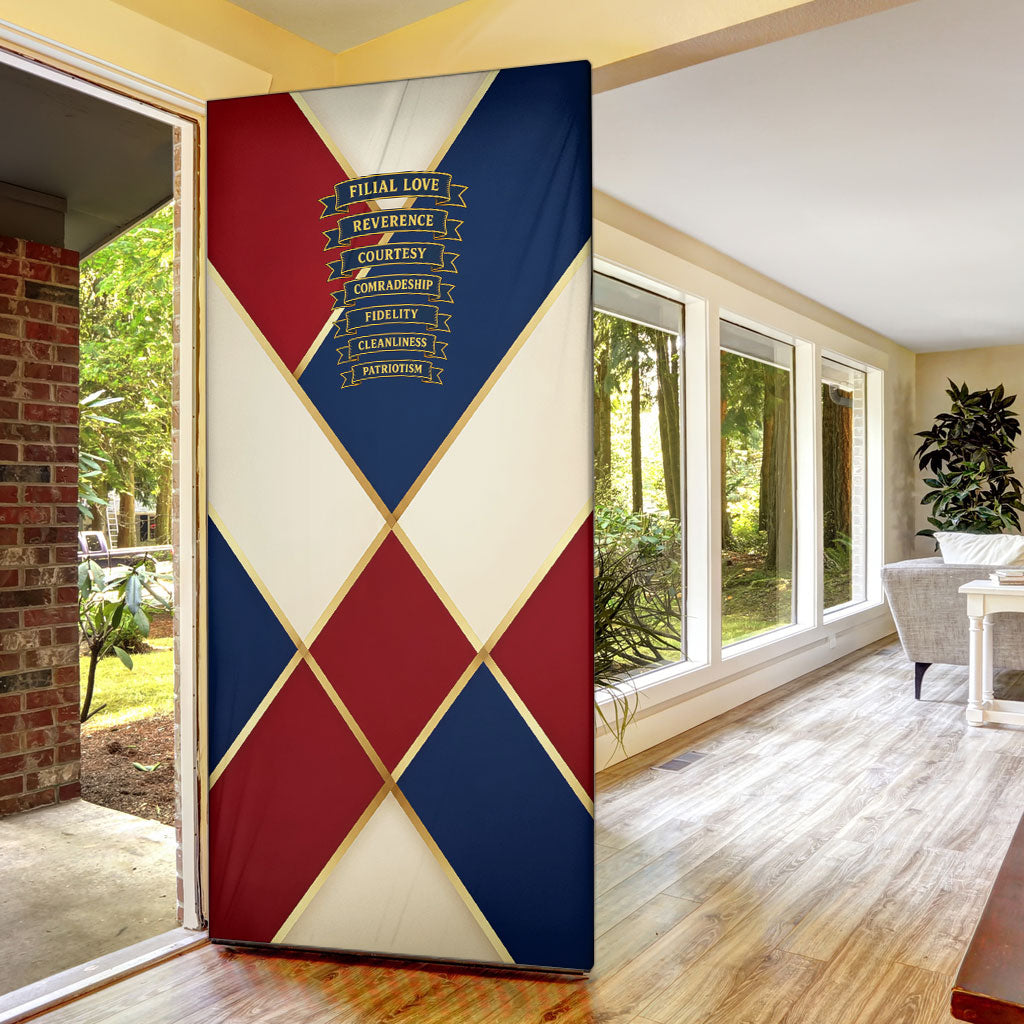 Jacques De Molay Door Cover Crusader Knight Retro Virtues Seven Precepts