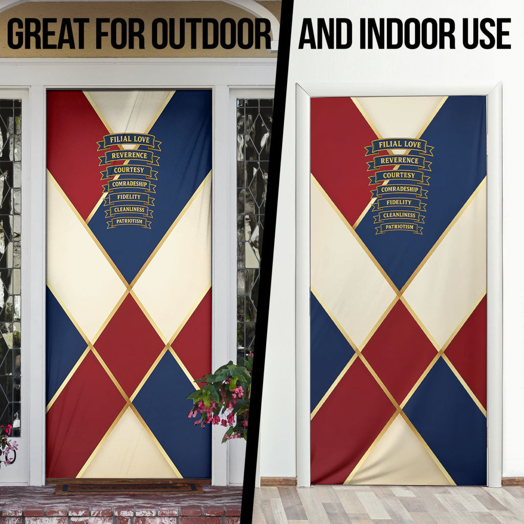 Jacques De Molay Door Cover Crusader Knight Retro Virtues Seven Precepts