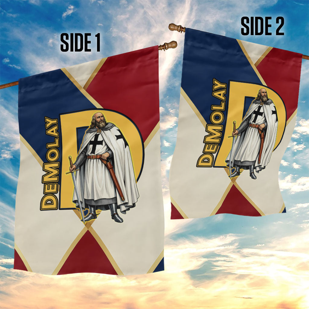 Jacques De Molay Garden Flag Crusader Knight Retro Virtues Seven Precepts