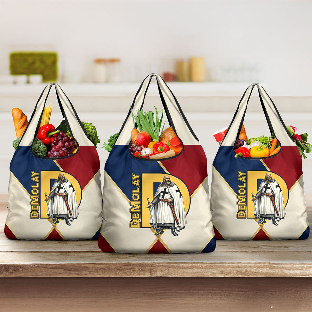 Jacques De Molay Grocery Bag Crusader Knight Retro Virtues Seven Precepts