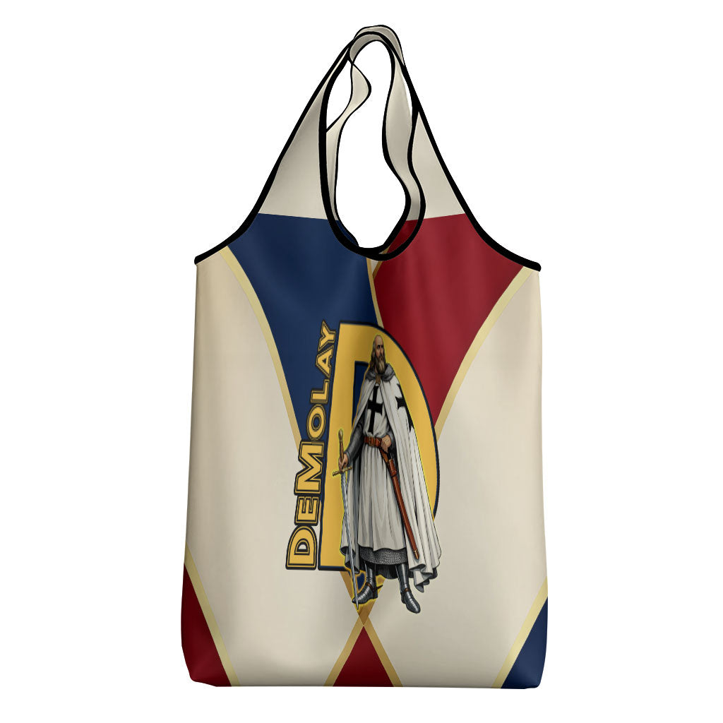 Jacques De Molay Grocery Bag Crusader Knight Retro Virtues Seven Precepts