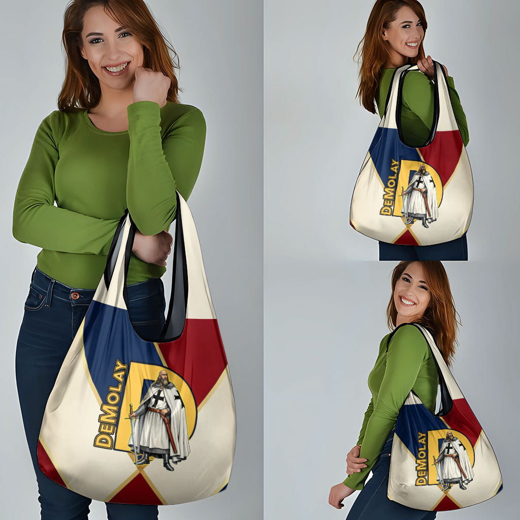 Jacques De Molay Grocery Bag Crusader Knight Retro Virtues Seven Precepts