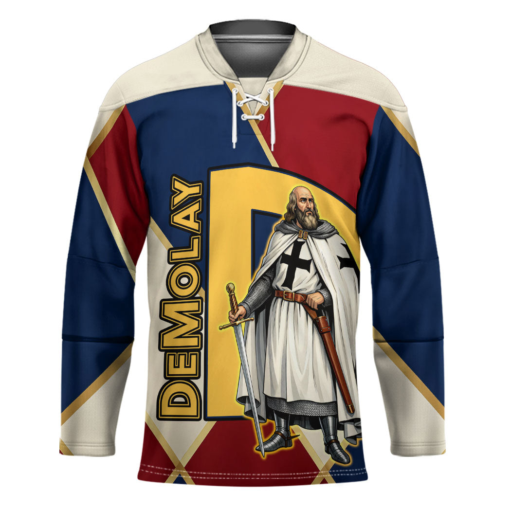 Jacques De Molay Hockey Jersey Crusader Knight Retro Virtues Seven Precepts
