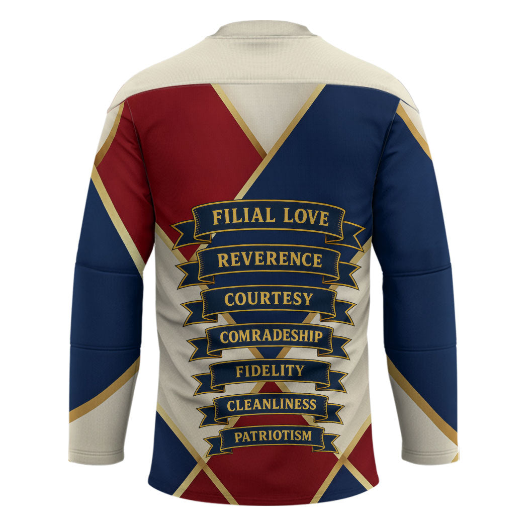 Jacques De Molay Hockey Jersey Crusader Knight Retro Virtues Seven Precepts