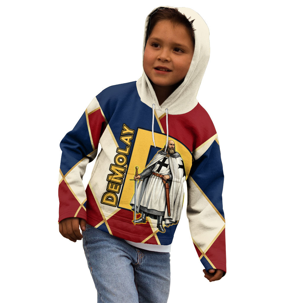 Jacques De Molay Kid Hoodie Crusader Knight Retro Virtues Seven Precepts