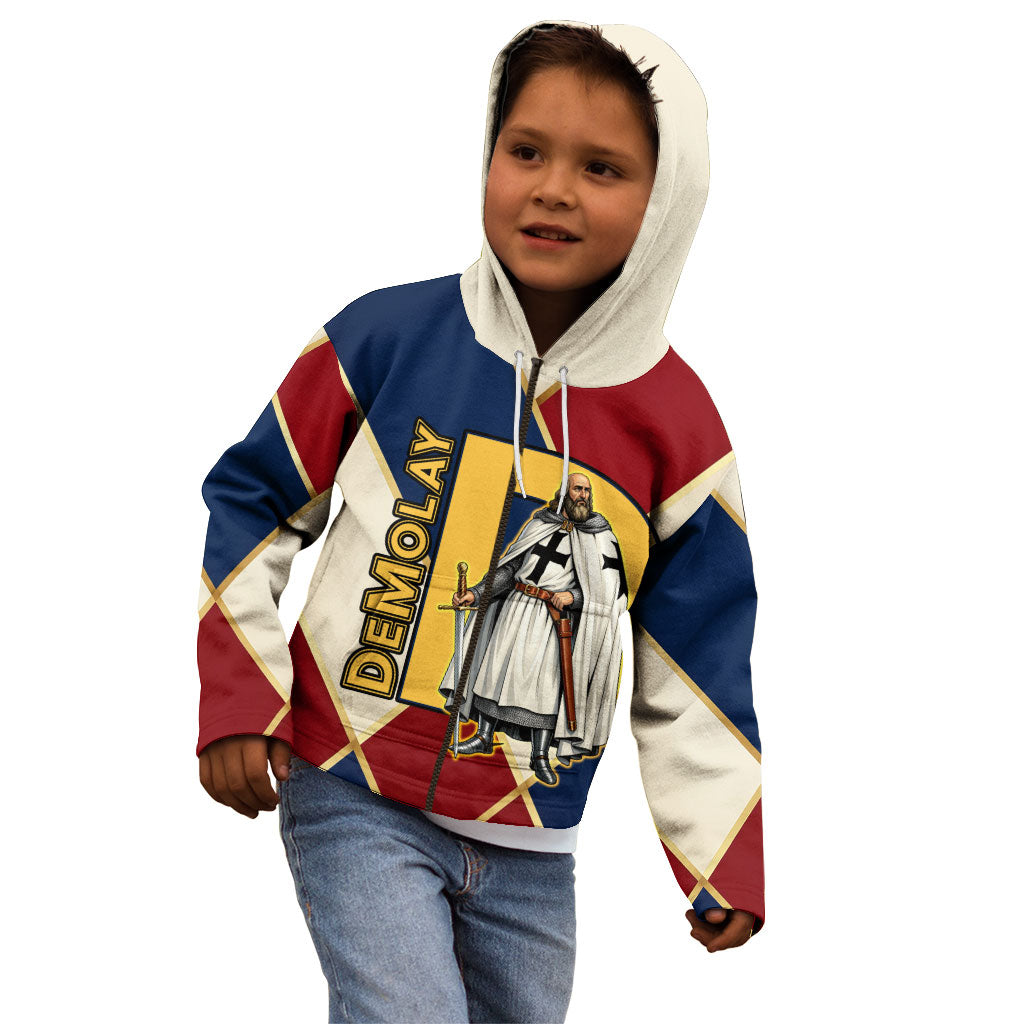 Jacques De Molay Kid Hoodie Crusader Knight Retro Virtues Seven Precepts