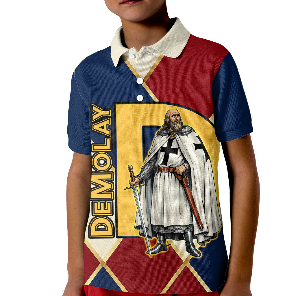 Jacques De Molay Kid Polo Shirt Crusader Knight Retro Virtues Seven Precepts