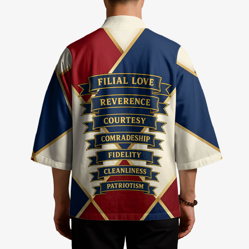 Jacques De Molay Kimono Crusader Knight Retro Virtues Seven Precepts