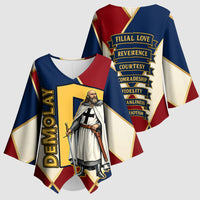 Jacques De Molay Kimono Sleeve Blouse Crusader Knight Retro Virtues Seven Precepts