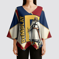 Jacques De Molay Kimono Sleeve Blouse Crusader Knight Retro Virtues Seven Precepts