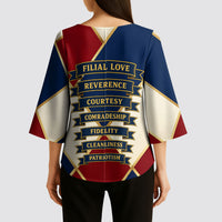 Jacques De Molay Kimono Sleeve Blouse Crusader Knight Retro Virtues Seven Precepts