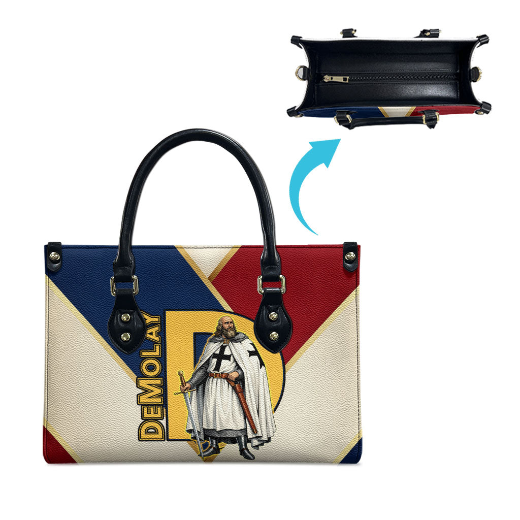 Jacques De Molay Leather Bag Crusader Knight Retro Virtues Seven Precepts