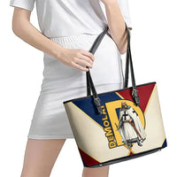 Jacques De Molay Leather Tote Bag Crusader Knight Retro Virtues Seven Precepts