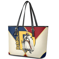 Jacques De Molay Leather Tote Bag Crusader Knight Retro Virtues Seven Precepts