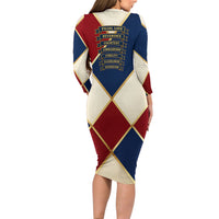 Jacques De Molay Long Sleeve Bodycon Dress Crusader Knight Retro Virtues Seven Precepts