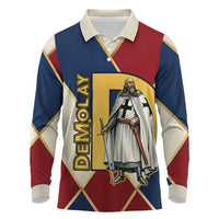 Jacques De Molay Long Sleeve Polo Shirt Crusader Knight Retro Virtues Seven Precepts